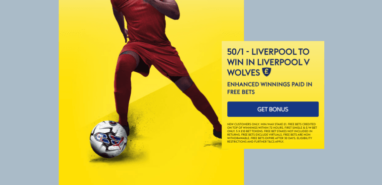 Sky Bet Welcome Offer – Get 50/1 On Liverpool To Win vs Wolves